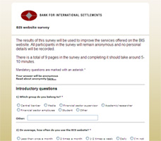 BIS website user survey screenshot