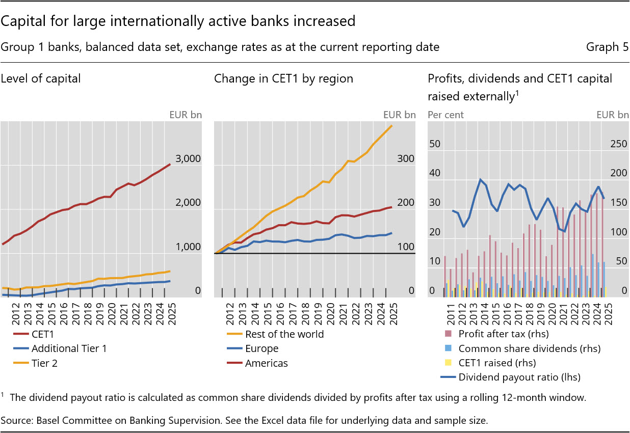 Capital for large internationally active banks increased