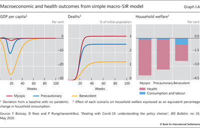 Macroeconomic and health outcomes from simple macro-SIR model