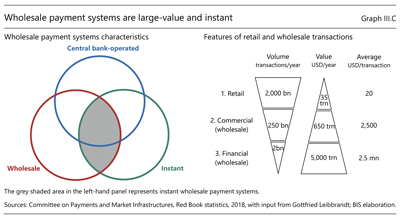 Wholesale payment systems are large-value and instant