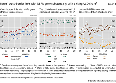 Banks' cross-border links with NBFIs grew substantially, with a rising USD share