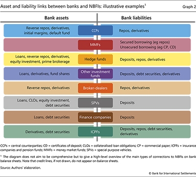 Asset and liability links between banks and NBFIs: illustrative examples