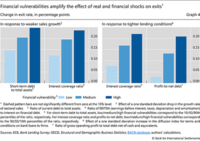 Financial vulnerabilities amplify the effect of real and financial shocks on exits