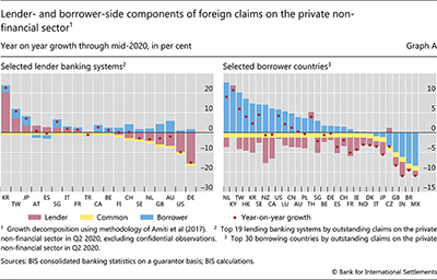 Lender- and borrower-side components of foreign claims on the private non-financial sector