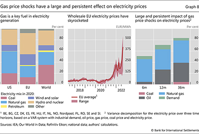Gas price shocks have a large and persistent effect on electricity prices