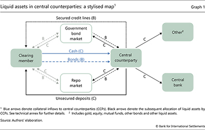 Liquid assets in central counterparties: a stylised map