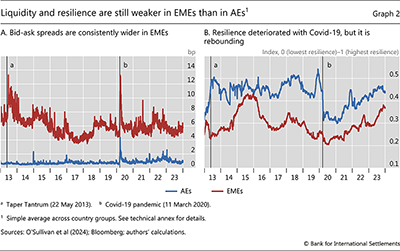 Liquidity and resilience are still weaker in EMEs than in AEs