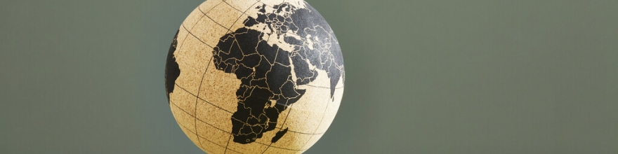 A world globe showing Africa