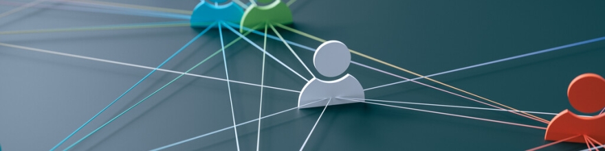 A concept that expresses the hyper-connected society of modern society by connecting people, symbols with lines