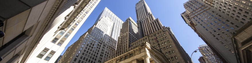 Wall street and financial district