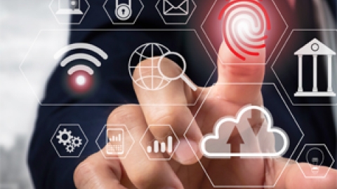 Person clicking with his finger a digital screen