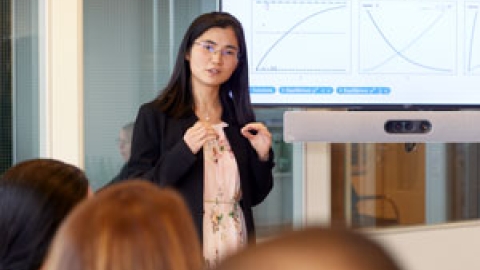 Person presenting in a meeting