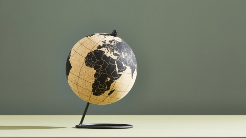 A world globe showing Africa