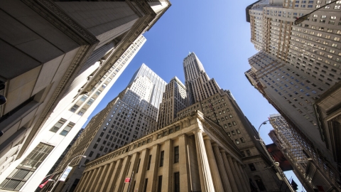 Wall street and financial district