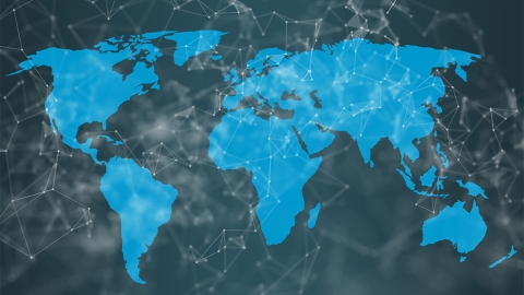 World map with a network overlay