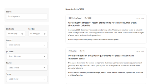 Visual of the general publications page